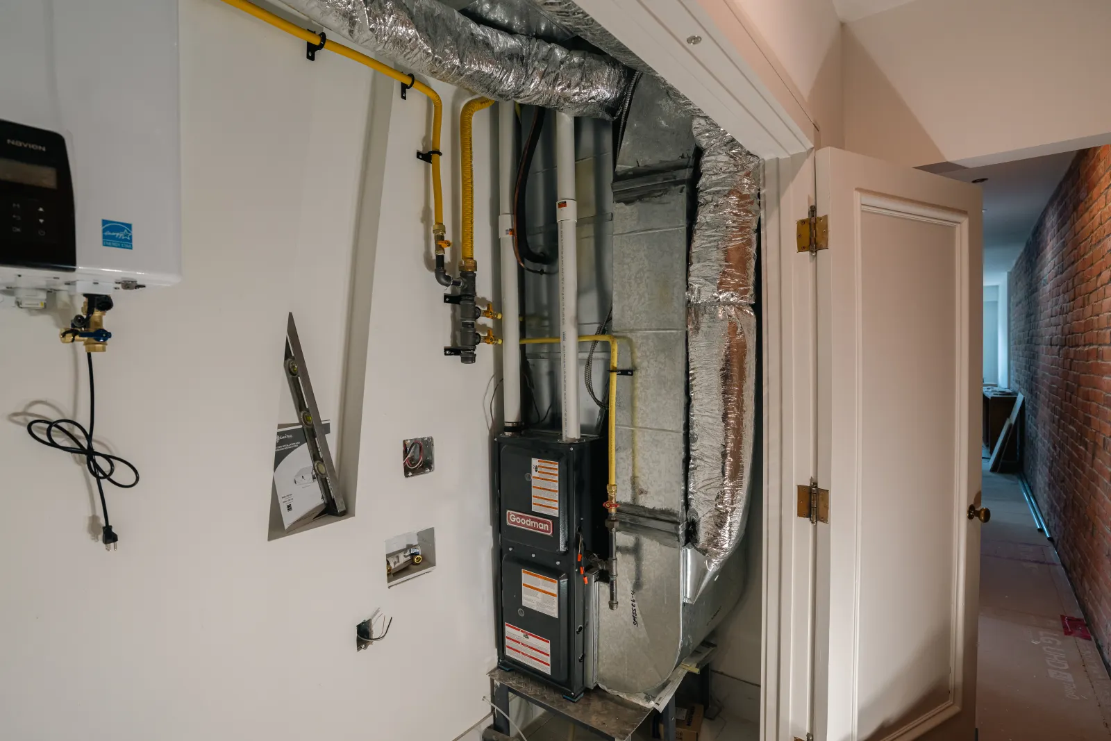 Completed residential gas-line equipment connection