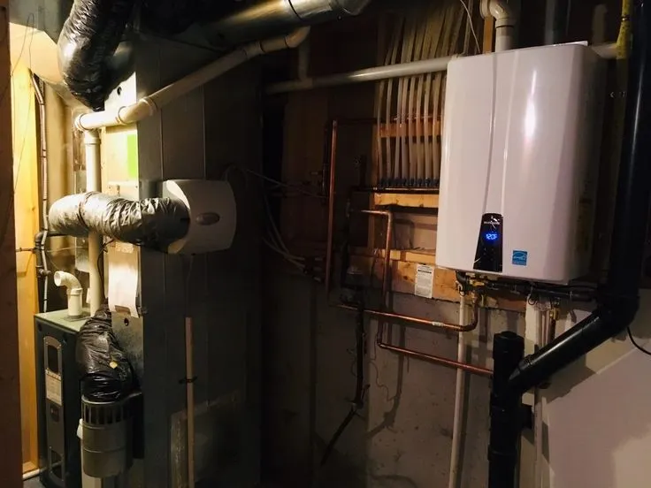Completed residential tankless water-heater installation