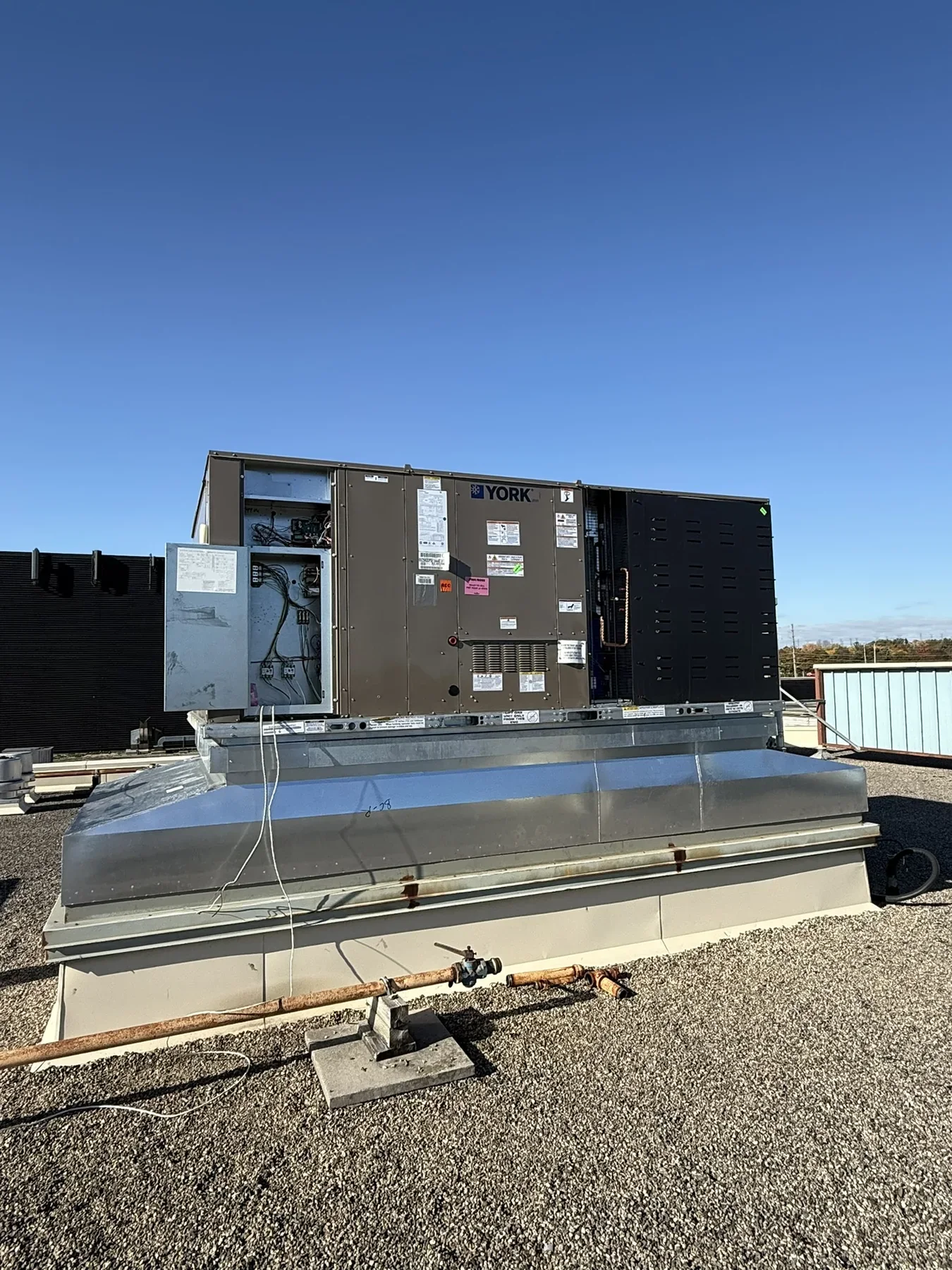 Commercial rooftop HVAC unit installed on a flat roof