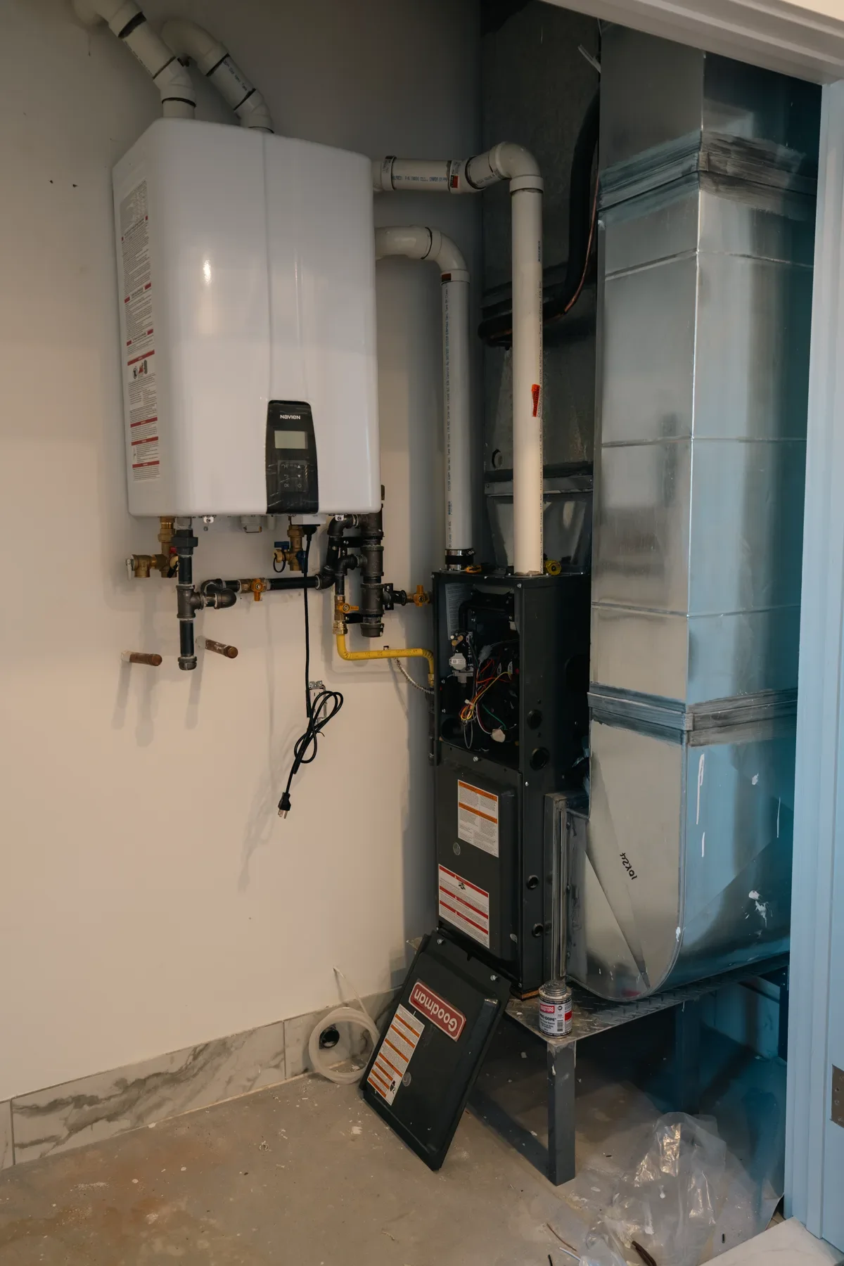 Completed residential tankless water-heater installation