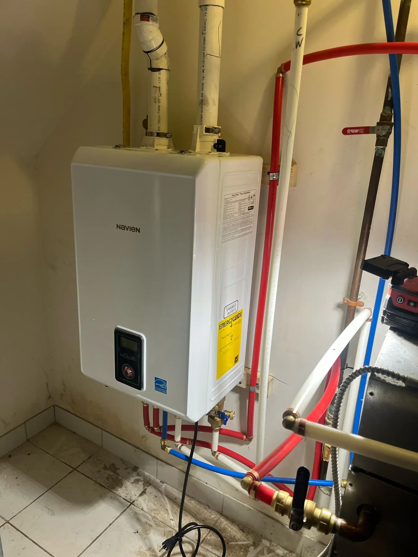 Completed tankless water-heater installation